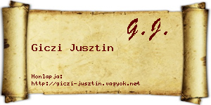 Giczi Jusztin névjegykártya